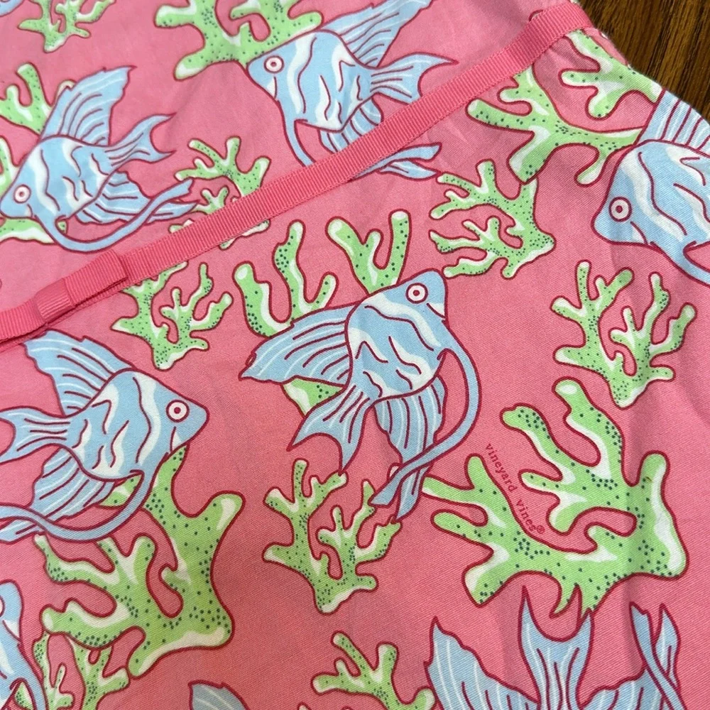 VINEYARD VINES Fish & Coral Print Tunic Dress Pink Girls Size 6 Summer C…